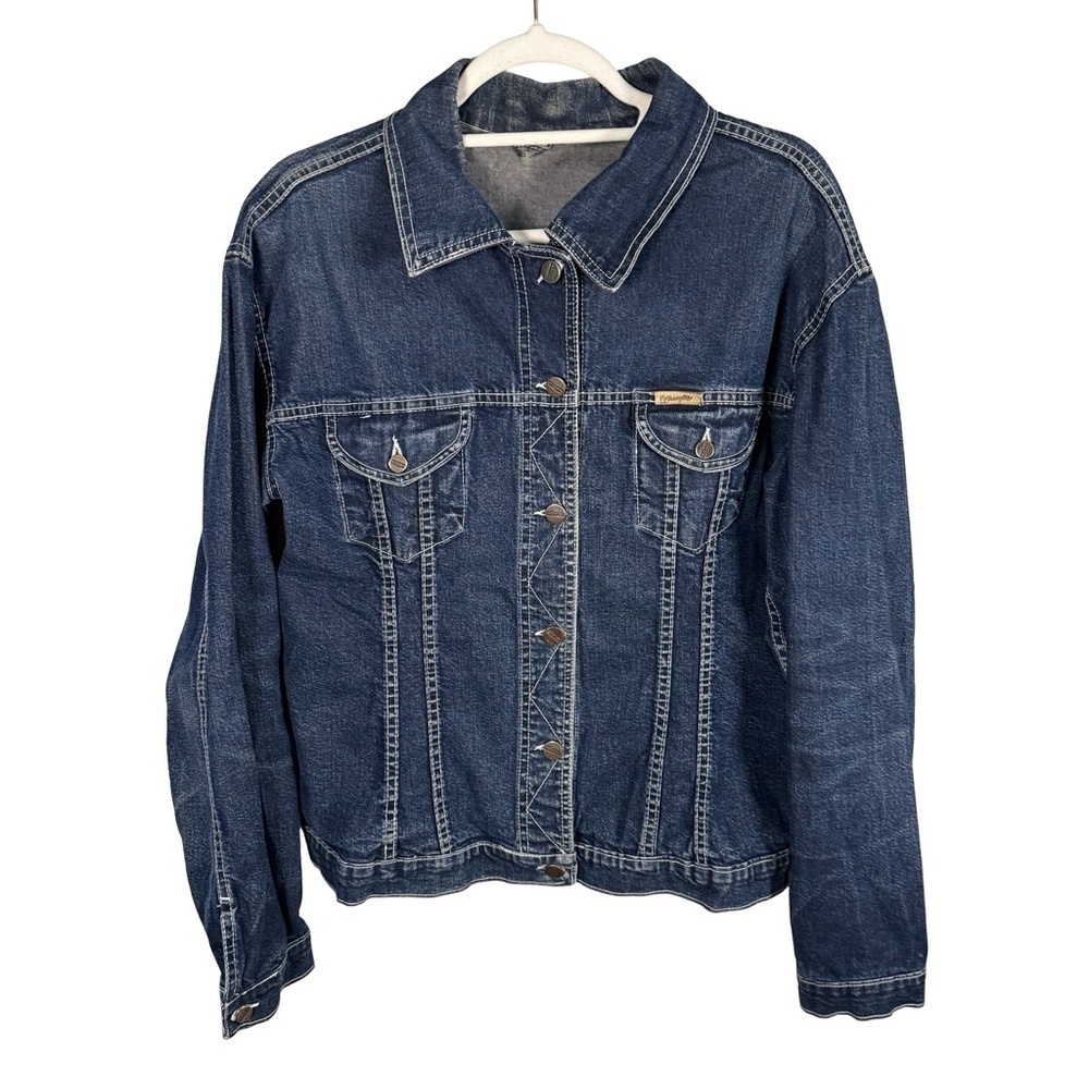 Wrangler Dark Blue Vintage Y2K Retro Denim Jacket Size 33 S M Western Trucker